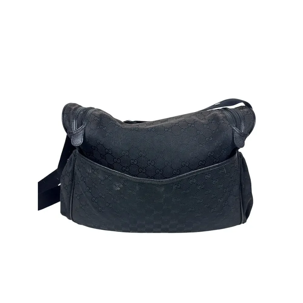 Gucci Brown Black GG Monogram Crossbody Diaper Bag